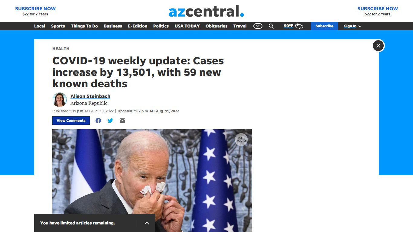 Arizona weekly COVID-19 update adds 13,501 cases, 59 deaths